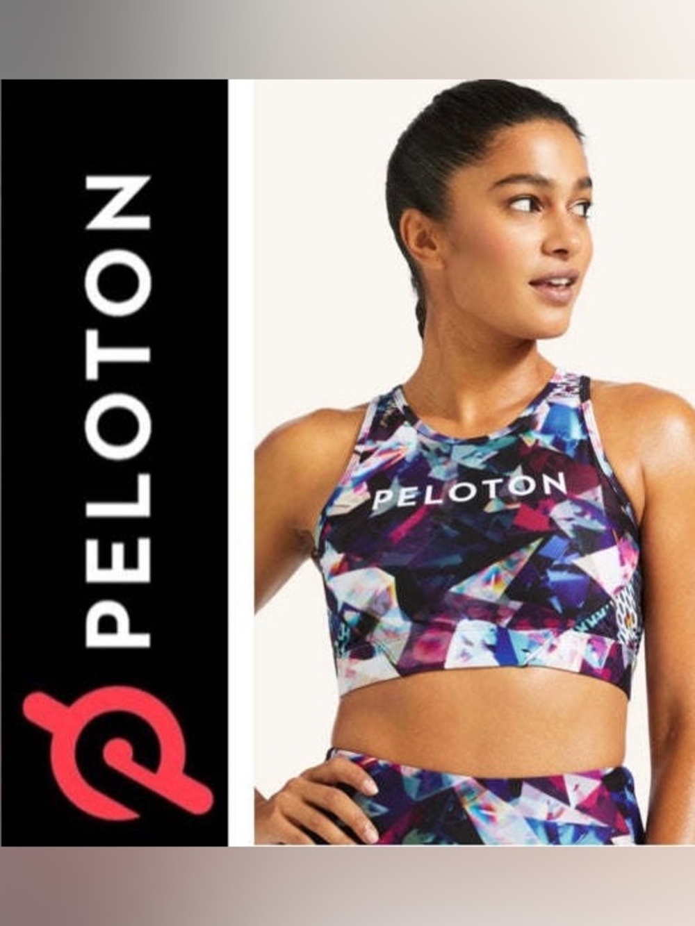 Peloton x Wear it to Heart Jewels in Space High Neck Sports Bra Mesh Back Large